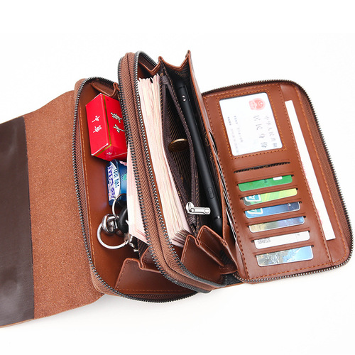  New Men's Handbag Large Capacity Korean Style Hand Carry Bag Business Casual Dual Zipper Hand Grab Bag Men's Bag Cover