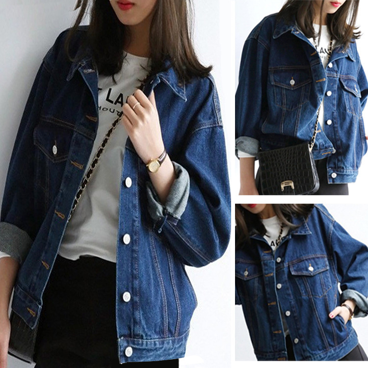 Women's Clothing Denim Jacket Women's Loose BF Style Short Couple Slim Student Denim Jacket_voghion.com