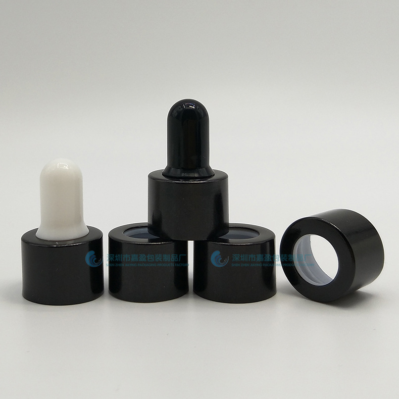 现货18牙黑色光面盖圈 精油瓶黑色圈 电化铝圈 玻璃滴管瓶 穿孔盖