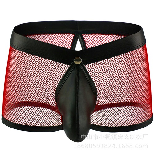 Men's Sexy Boxer Briefs Gladiator Mesh Breathable Sexy Open File Hollow Hair Delivery