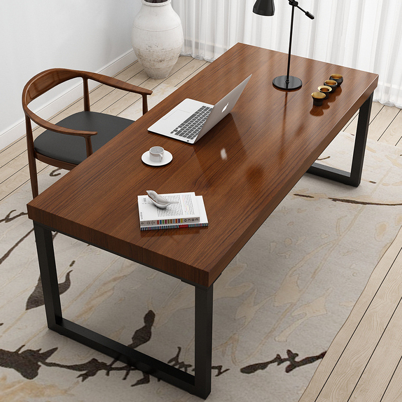 American Style Retro Solid Wood Desk for Small Apartment Study Iron Desk Industrial Style Office Single Computer Desk