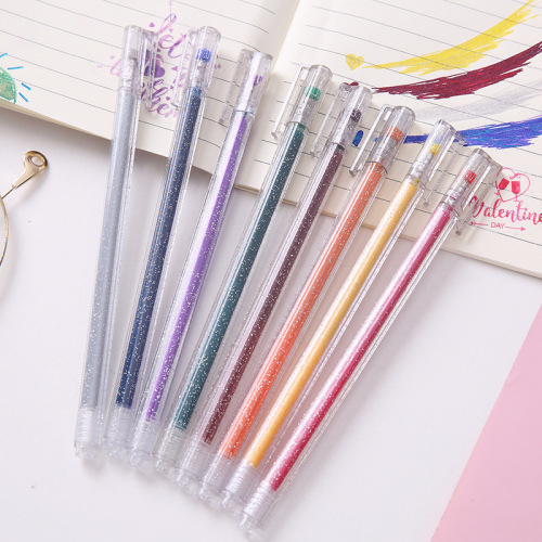 Creative Pearlescent Glitter Chalk Gel Pen, Sparkling Pen for Journaling & DIY Doodling — Gold-Charm Pen with Shimmering Glow