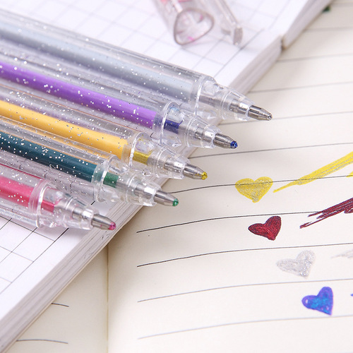 Creative Pearlescent Glitter Chalk Gel Pen, Sparkling Pen for Journaling & DIY Doodling — Gold-Charm Pen with Shimmering Glow