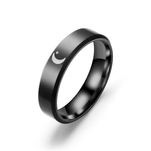European and American Amazon's new 6mm moon and sun ring sun, moon and stars couple ring titanium steel men's and women's love finger