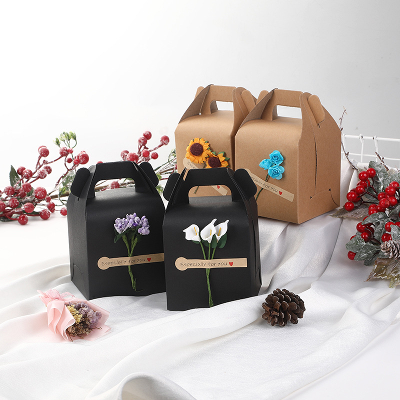 圣诞节干花圣诞果盒节日牛皮/黑卡纸礼品包装盒礼品盒伴手礼