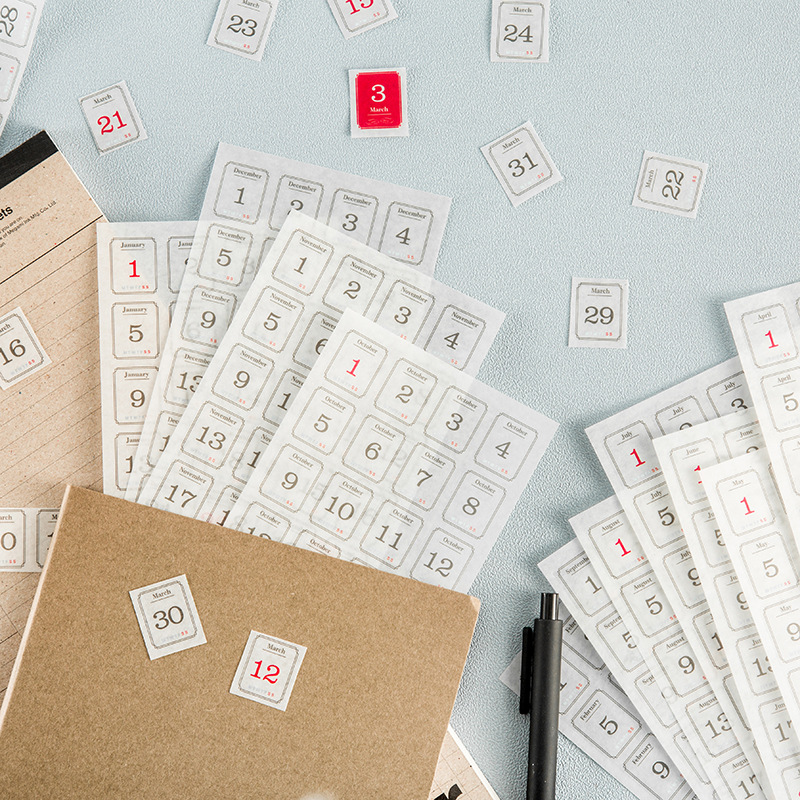 365 días de fecha y papel calendario anual etiqueta pegatinas de fecha calendario perpetuo y papel contabilidad pegatinas diarias