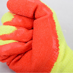 Vega Yarn Wrinkle Gloves Thread Wrinkle Tape Rubber Dip Rubber Thickened Wear-Resistant Anti-Slip Construction Site Labor Protection Gloves