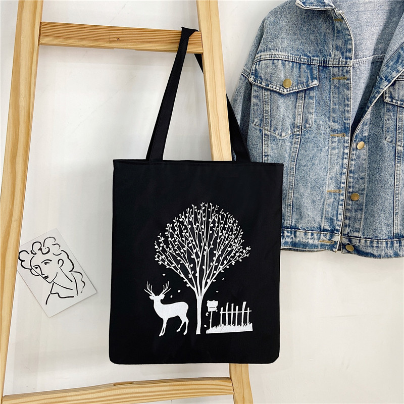 New Arrival Canvas Bag Printed Fashion Women's Bag Korean Style Artistic Fresh Hand Bag Student Mori Shoulder Bag