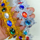Factory wholesale gem diamond lace gold and silver lace ethnic dance clothing accessories a 9 meters