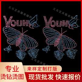 厂家烫钻烫图加工八角片蝴蝶T裇大图花蝴蝶烫图服装铺料DIY水钻