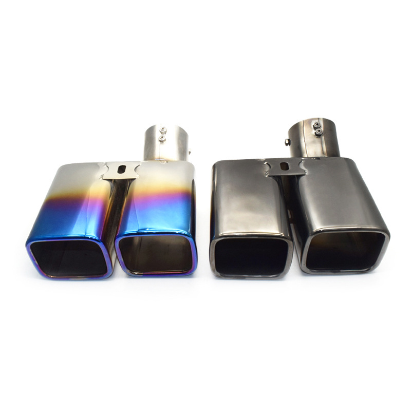 Adecuado para Toyota Alpha boca cuadrada Elfa tubo de escape modificación una salida dos cola boquilla 304 Acero inoxidable cola garganta