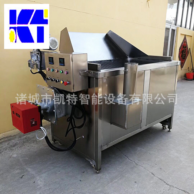 电加热油炸机 休闲食品燃气油炸线 湖南毛毛鱼油炸流水线