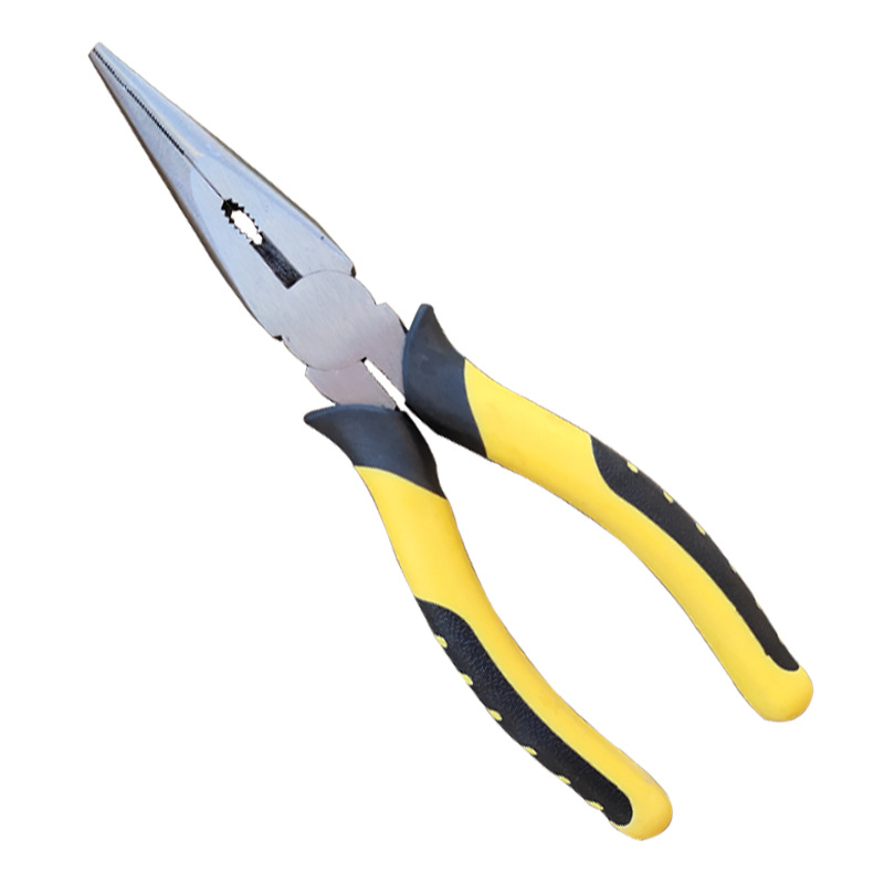 [Pequeña venta al por mayor] alicates de alambre de acero de corte de 8 pulgadas de acero al carbono forjado mango de cuero de tigre alicates puntiagudos americanos de acero de alto carbono forjado