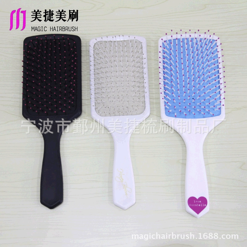 Прямые продажи с фабрики с подушкой безопасности, плоская расческа с широкими зубьями, индивидуальная пластиковая массажная расческа, расческа для зубной пластины