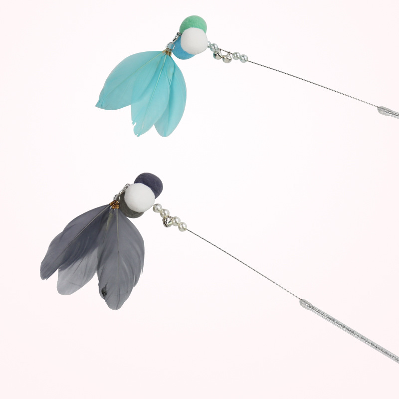 Fábrica al por mayor Nueva campana pluma Hada divertido gato palo interactivo pluma divertido gato palo gato juguete divertido gato palo