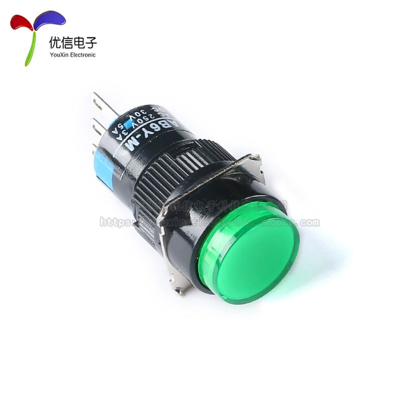 Button, switch key, foot strap, round light strip, 24v, 220v, 16mm