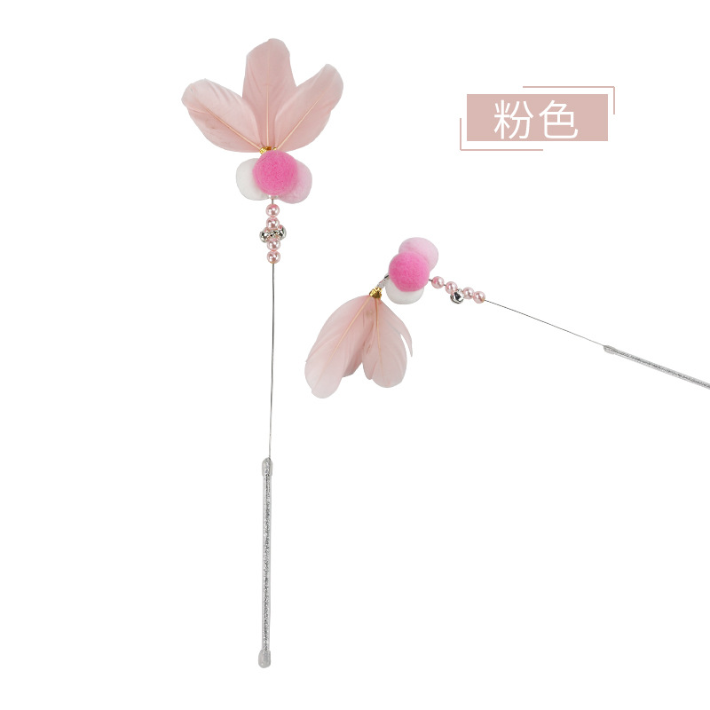 Fábrica al por mayor Nueva campana pluma Hada divertido gato palo interactivo pluma divertido gato palo gato juguete divertido gato palo