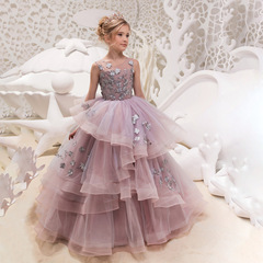 New Arrival European & American Style Lace Dress for Girls, Evening Gown, Children's Autumn Wear—Perfect for Runway Shows, Host Appearances, and Princess-Themed Performances