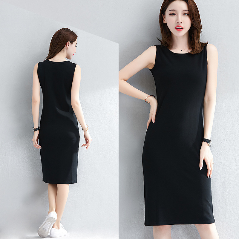 Inner Dress Women's Autumn and Winter Long Over-the-Knee Base Skirt Korean Style Elegant Straight Sleeveless Vest Long Skirt