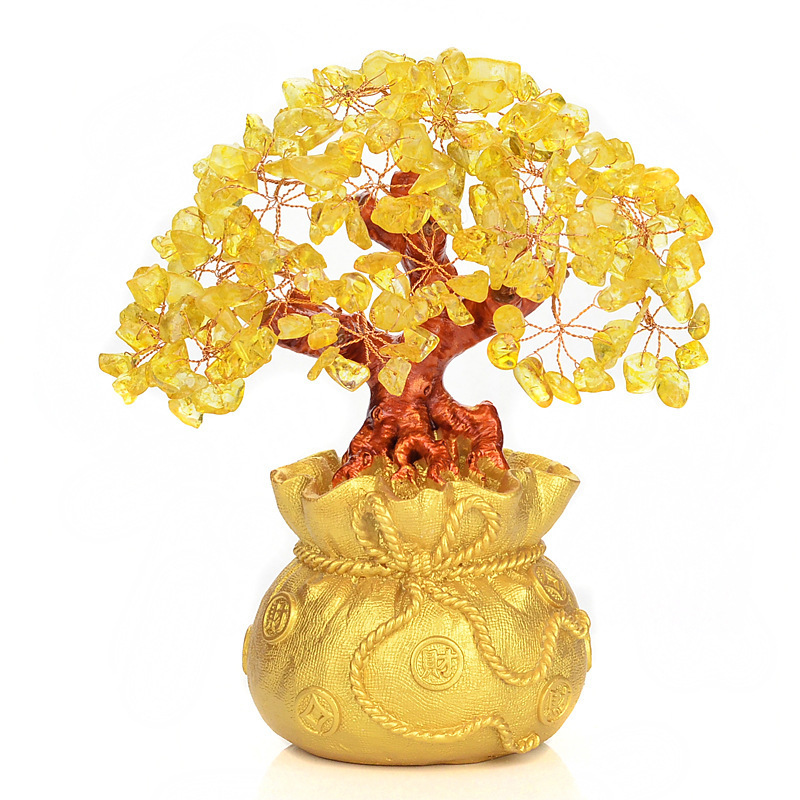 Factory direct Topaz fortune tree fortune bag cash tree home decoration gift ornaments wholesale foreign trade