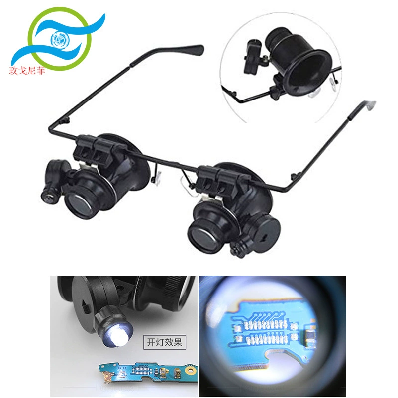 Megonifi Двойные очки Часы со светодиодной подсветкой для обслуживания крупным планом Один глаз Лупа с 20-кратной головкой