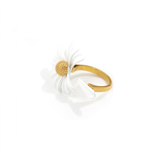 Tiffany's new small daisy ring high temperature paint flower ring women's open adjustable ring delivery