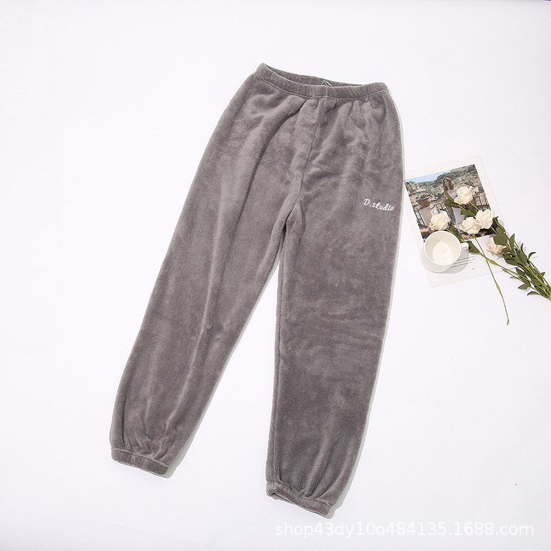 2024新款加绒仙女暖暖裤加厚珊瑚绒女裤懒懒裤家居睡裤宽松暖绒