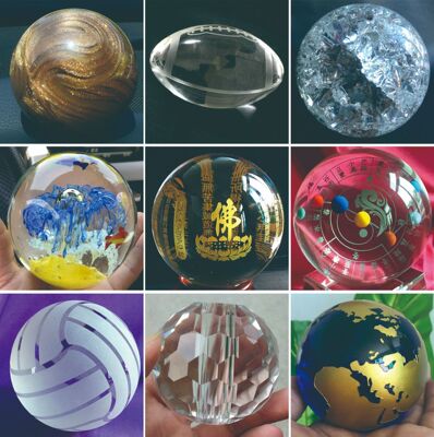 厂家批发摄影蒲公英水晶球8CM定制底座3D内雕银河系卡通图案圣诞