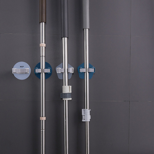 Mop clamp artifact free punch bathroom mop rack hook wall hanging storage storage seamless adhesive storage rack