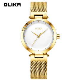 爆款简约时尚女士手表防水网带休闲石英女镶钻礼品代发韩版腕表