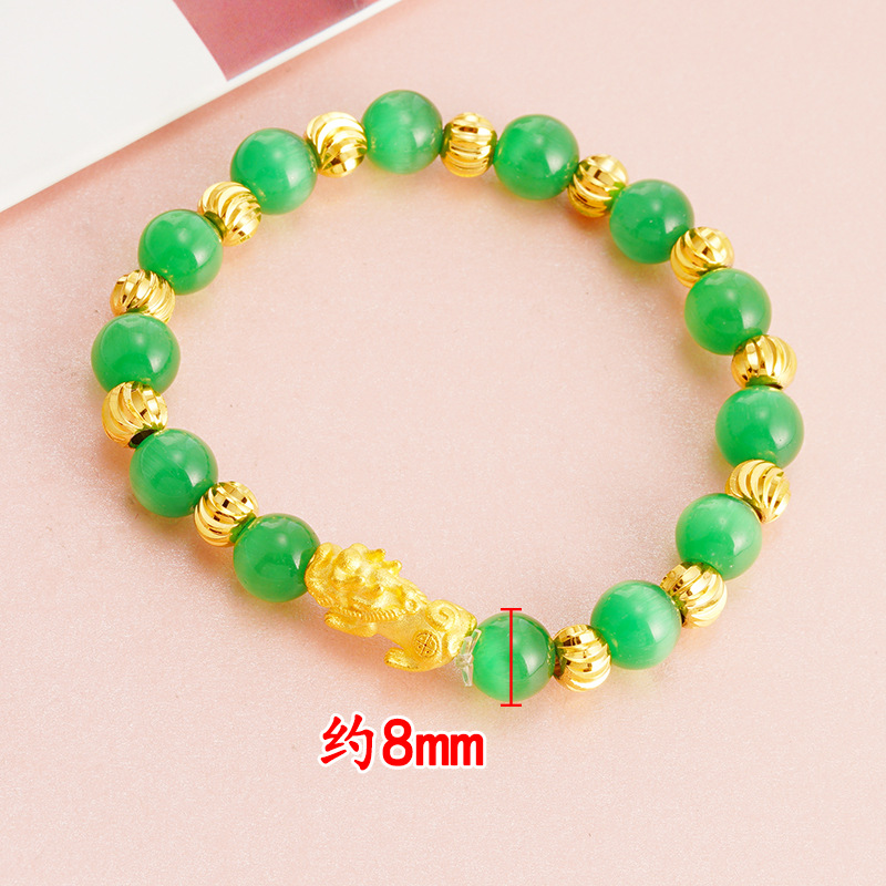 Venta al por mayor 8N imitación de piedra de ojo de gato 24k pulsera única de oro pulsera de mujer imitación granate en línea transmisión en vivo pulsera de arena
