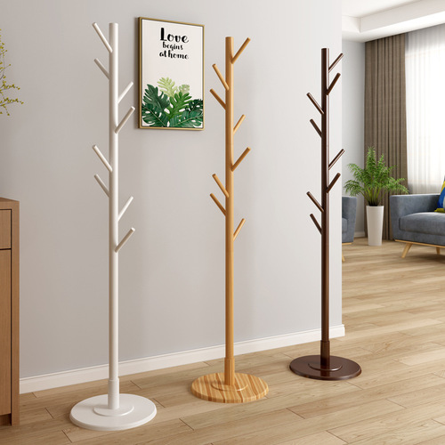 Fulin Qide European solid wood coat rack creative disc bottom bedroom living room floor hanging clothes hanger clothes hanger