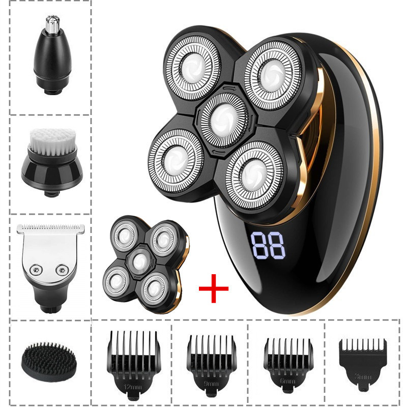 Electric Shaver for Men with Five Blades, Suitable for Shaving Bald Heads, Fully Washable