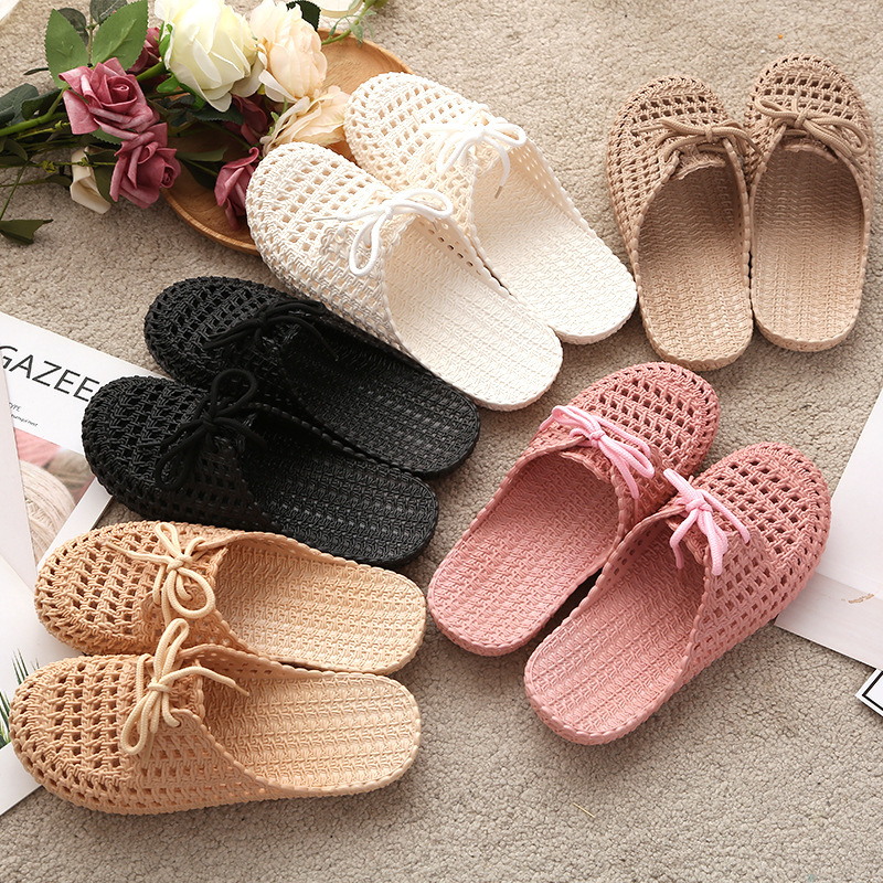 Summer Sandals and Slippers Women's Baotou Lace-up Outer Wear Hollow Beach Shoes Hole Shoes Sweet Flat Slippers Summer Sandals and Slippers Women's Baotou Lace-up Outer Wear Hollow Beach Shoes Hole Shoes Sweet Flat Slippers