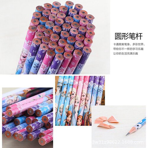 Disney pencils for elementary school students, beginner students, cartoon children's pencils for girls, cute with eraser head