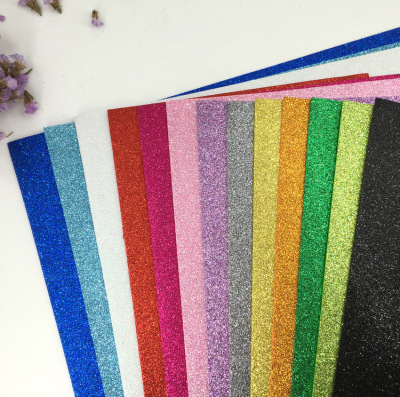 EVA金粉海绵纸背胶 闪光泡沫纸 DIY幼儿园手工金葱彩纸A4带胶10张|ms