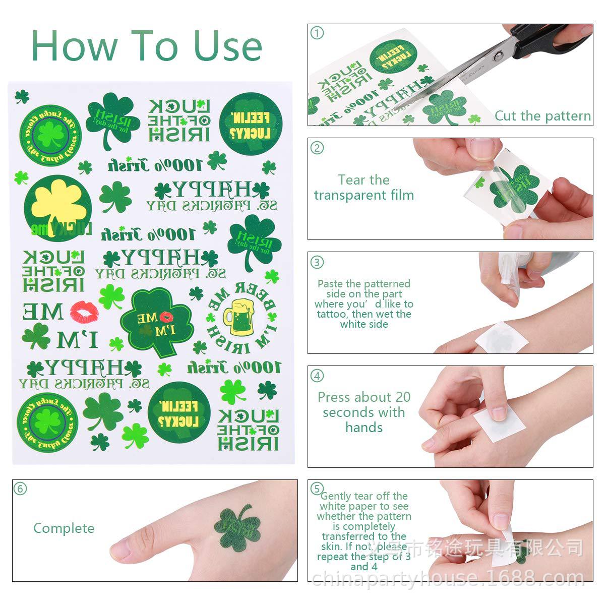 Decoraciones del Día de San Patricio trébol sombrero irlandés Festival gafas etiqueta insignia pulsera cadena traje