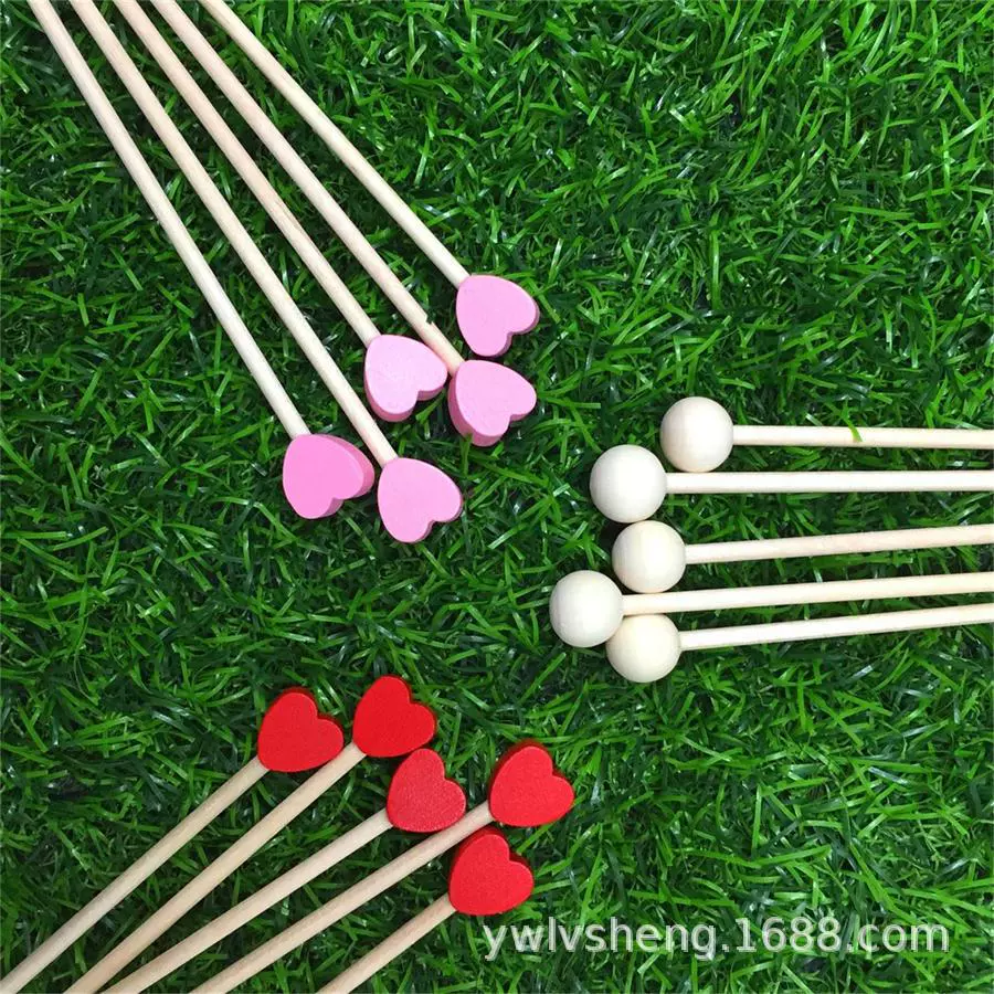 Поставка одноразового деревянного стержня для перемешивания кофе Любовь круглый шар деревянные бусины десерт украшение для вечеринки леденец деревянная палочка