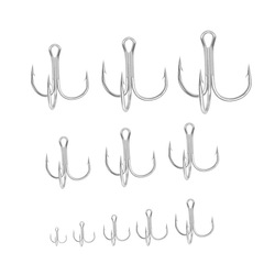 Weihai Fishing Gear Wholesale: Barbed Blood-Groove Triple Hooks with White Feathers – 3-Prong Fish Hooks for Angling Essentials