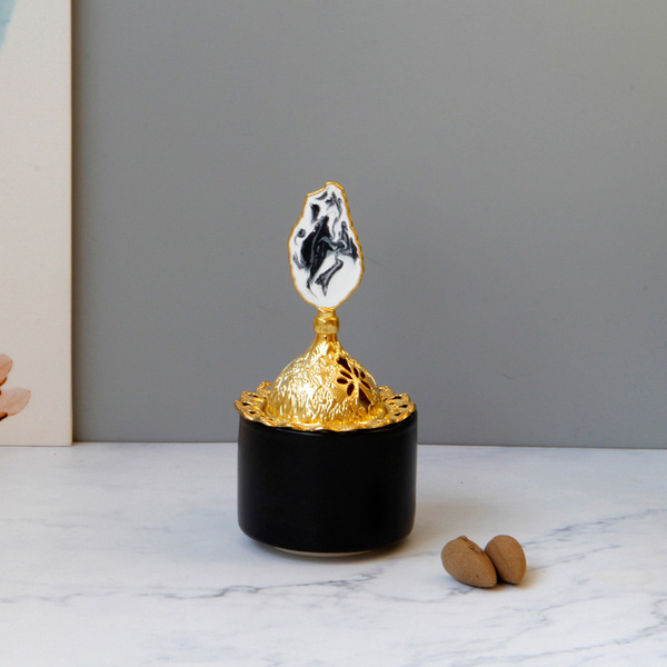 Modern golden matte white table Incense burner