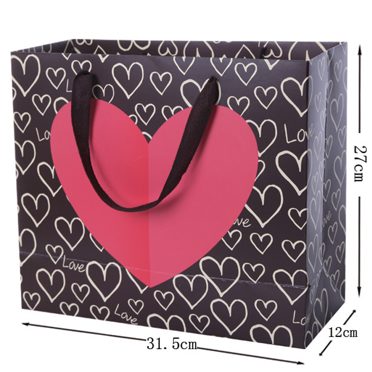 新款精美纸袋包装袋现货批发时尚购物手提袋白卡纸袋大爱心Q511-1