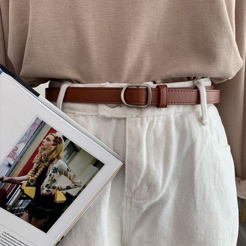 Wholesale retro belt for men and women, versatile non-hole belt adjustment, jeans ins style black belt