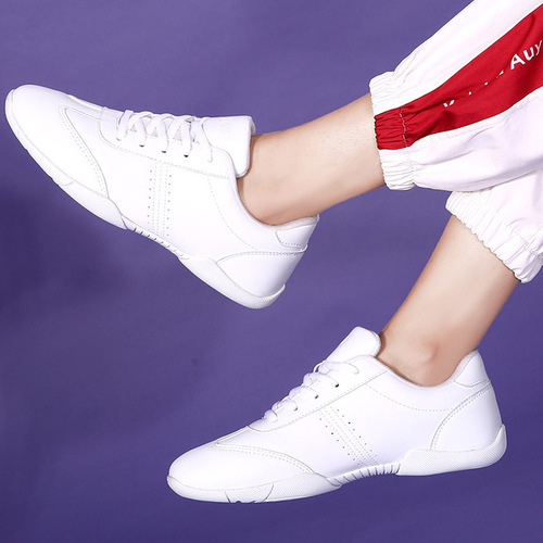 New aerobics shoes for competitive children's men's soft-soled square dance special competition training white female cheerleading