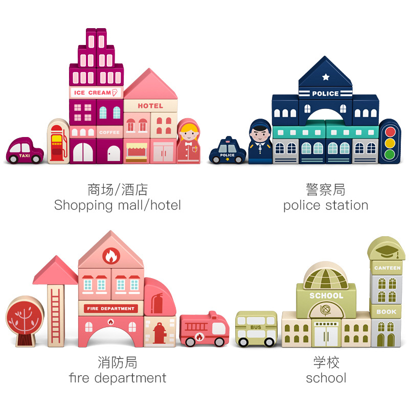 Bloques de construcción de los niños juguete montaje de la escena del tráfico de la ciudad rompecabezas bloques de construcción de barril 100 piezas bloques de construcción de tráfico de la ciudad