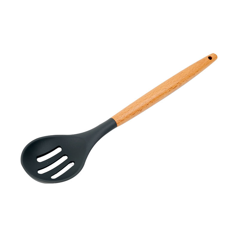 Fábrica al por mayor herramientas de cocina creativa espátula de silicona de 11 piezas con cubo de almacenamiento mango de madera utensilios de cocina de silicona conjunto de 12 piezas