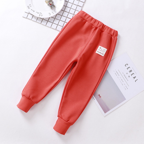 【】Children's velvet thickened casual pants autumn and winter new sports pants for girls, children, and boys' trendy pants