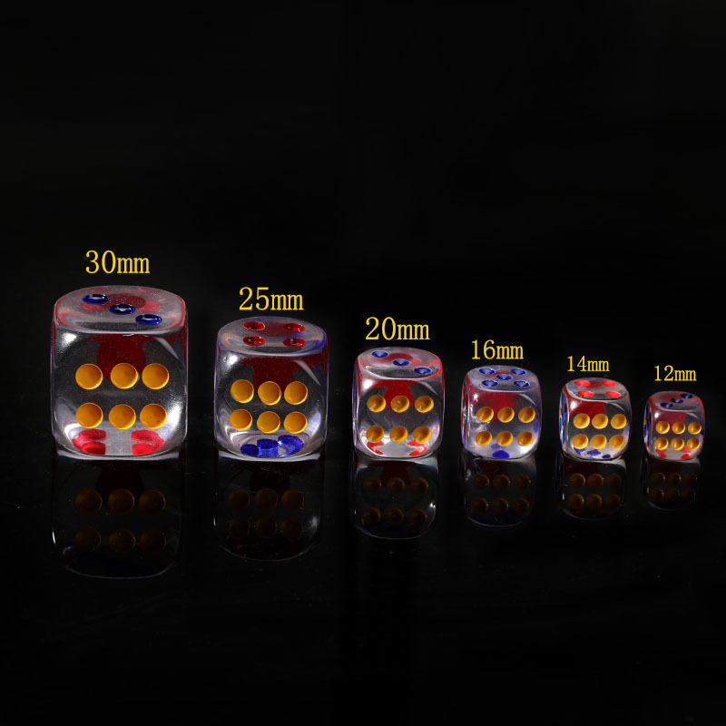 30MM Crystal Clear Dice, Colored Dice, Transparent Resin Dice, Dice for Bars and KTVs