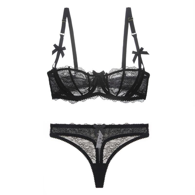 Spot second hair manufacturers wholesale a generation of sexy 1/2 cup lace bra set assembly thong