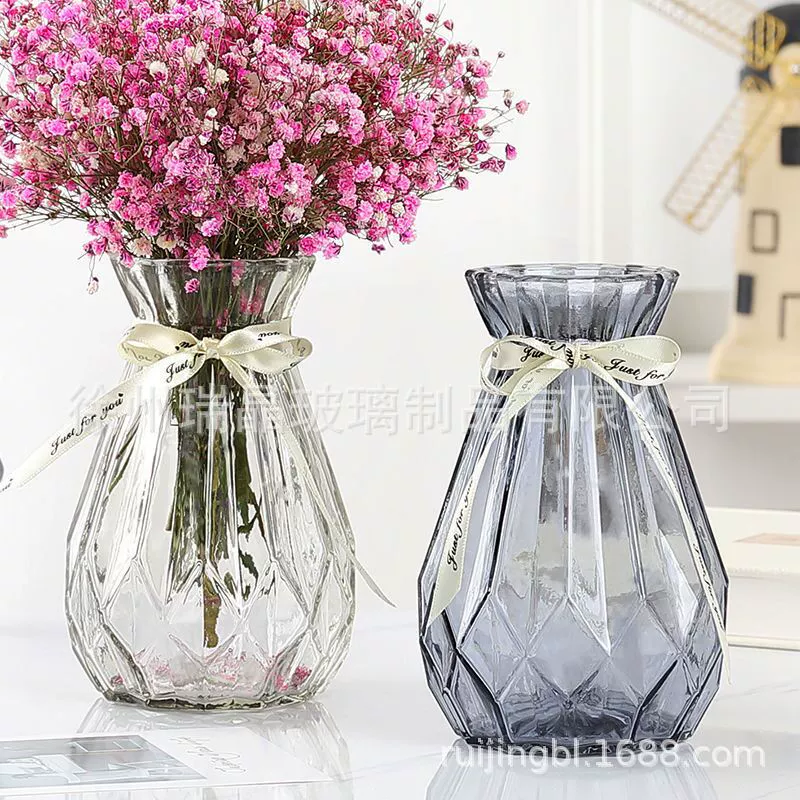 Стеклянная ваза в европейском стиле Прозрачная креативная гидропонная ваза для зеленых цветов и растений Декоративные украшения Ваза для сушеных цветов