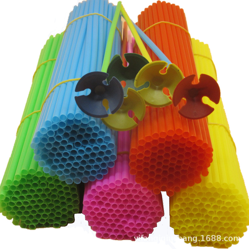 Palos para globos de uso común con una longitud de 28 cm, tapa decorativa y atractiva con diseño de dibujos animados, palo para globos de mano para regalo infantil.